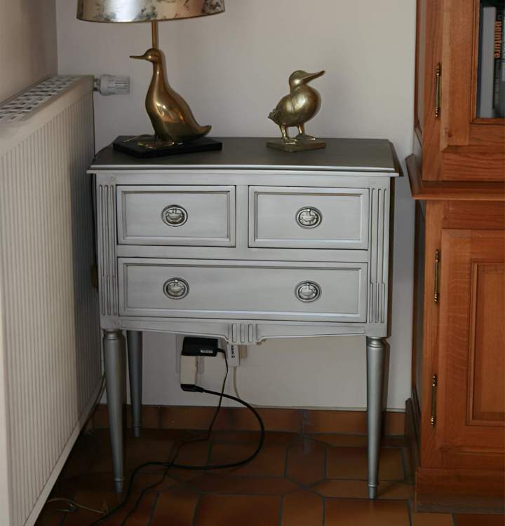 Commode relookée décor laqué métallisé Orléans